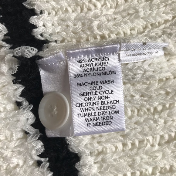 LOFT Stripe Black White Button Up Cardigan Sweater - Picture 7 of 8